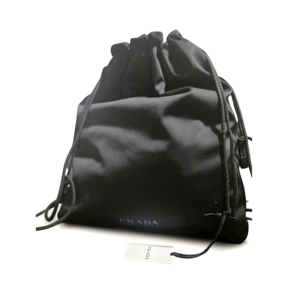 Prada Sleek Black Drawstring Backpack